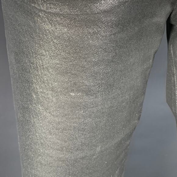 ROBERTO CAVALLI Size 4 Metallic Silver Coated Cotton Blend Skinny Jeans - Picture 4 of 7